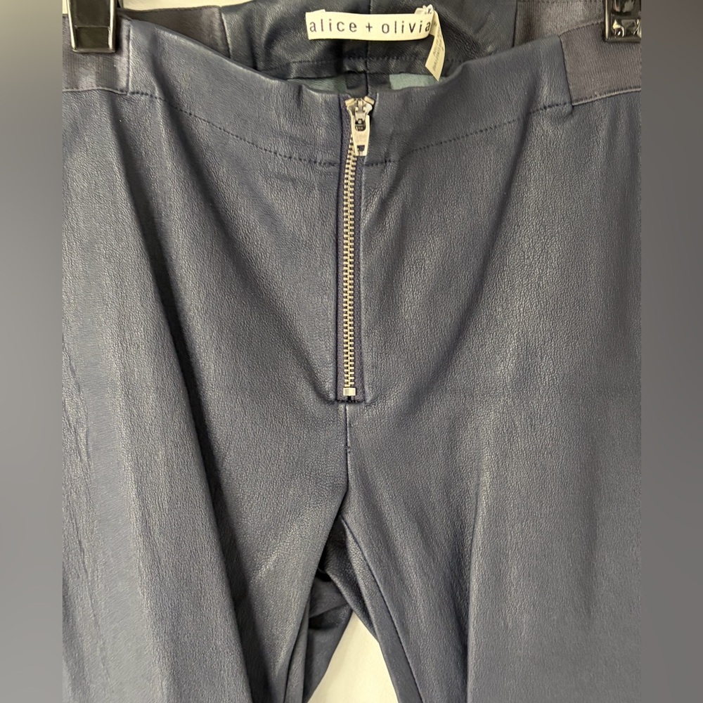alice + olivia black Leather Pants with Front Zip